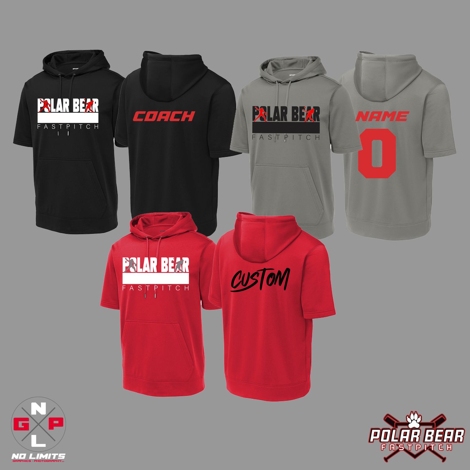 PLAYERS POLAR BEAR FAST PITCH SHORT SLEEVE FLEECE HOODIE