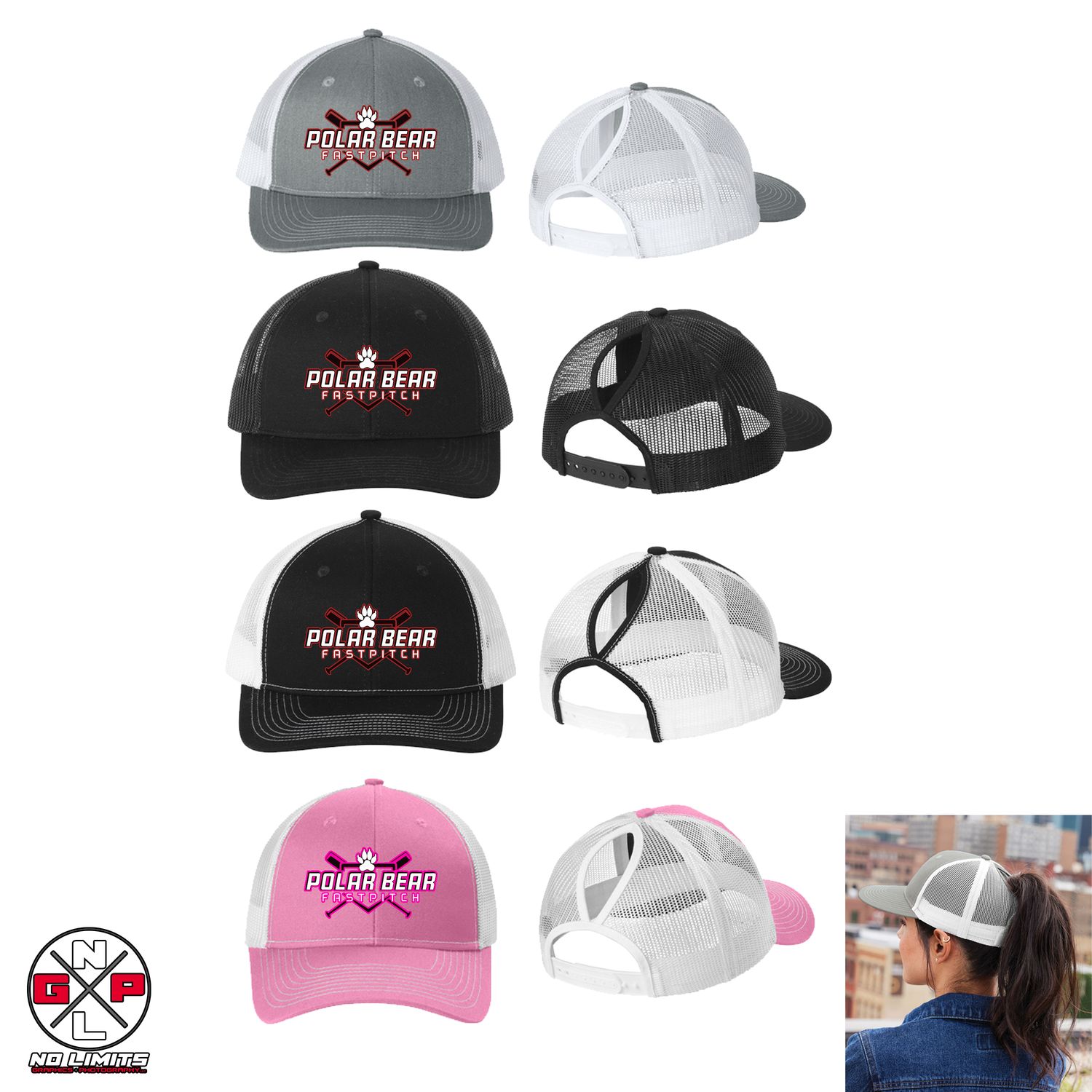 POLAR BEAR FASTPITCH EMBROIDERED PONYTAIL SNAPBACK