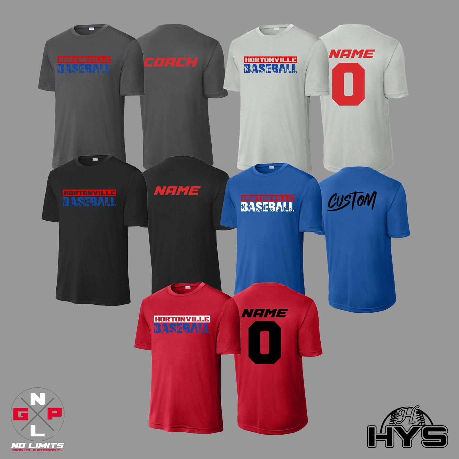 HORTONVILLE BASEBALL PLAYERS POLY TEE