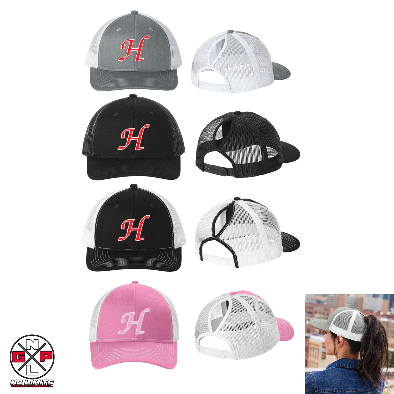 HORTONVILLE H EMBROIDERED PONYTAIL SNAPBACK