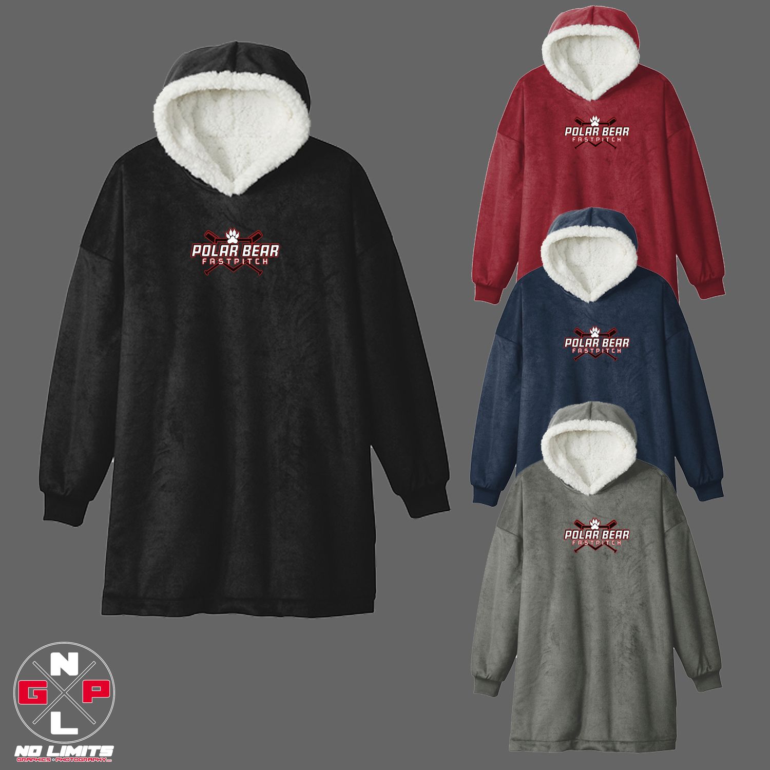 POLAR BEAR FASTPITCH EMBROIDERED WEARABLE SNUGGIE