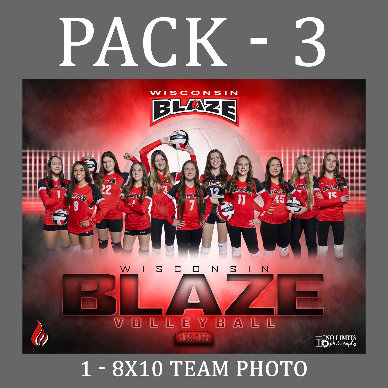 Blaze PACK #3 -  8X10 Team Photo Print Only