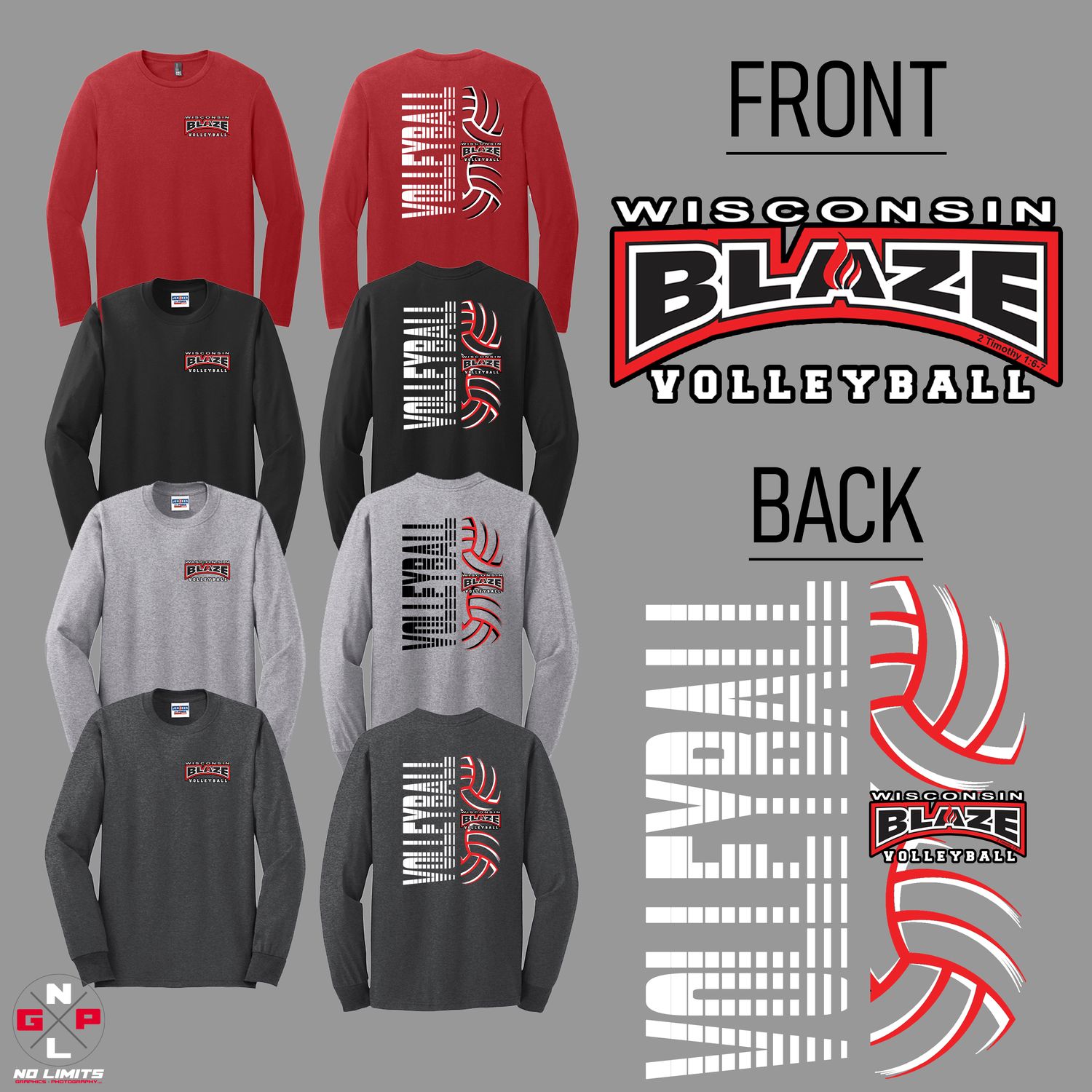 2026 Blaze Volleyball Double Sided Long Sleeve Tee
