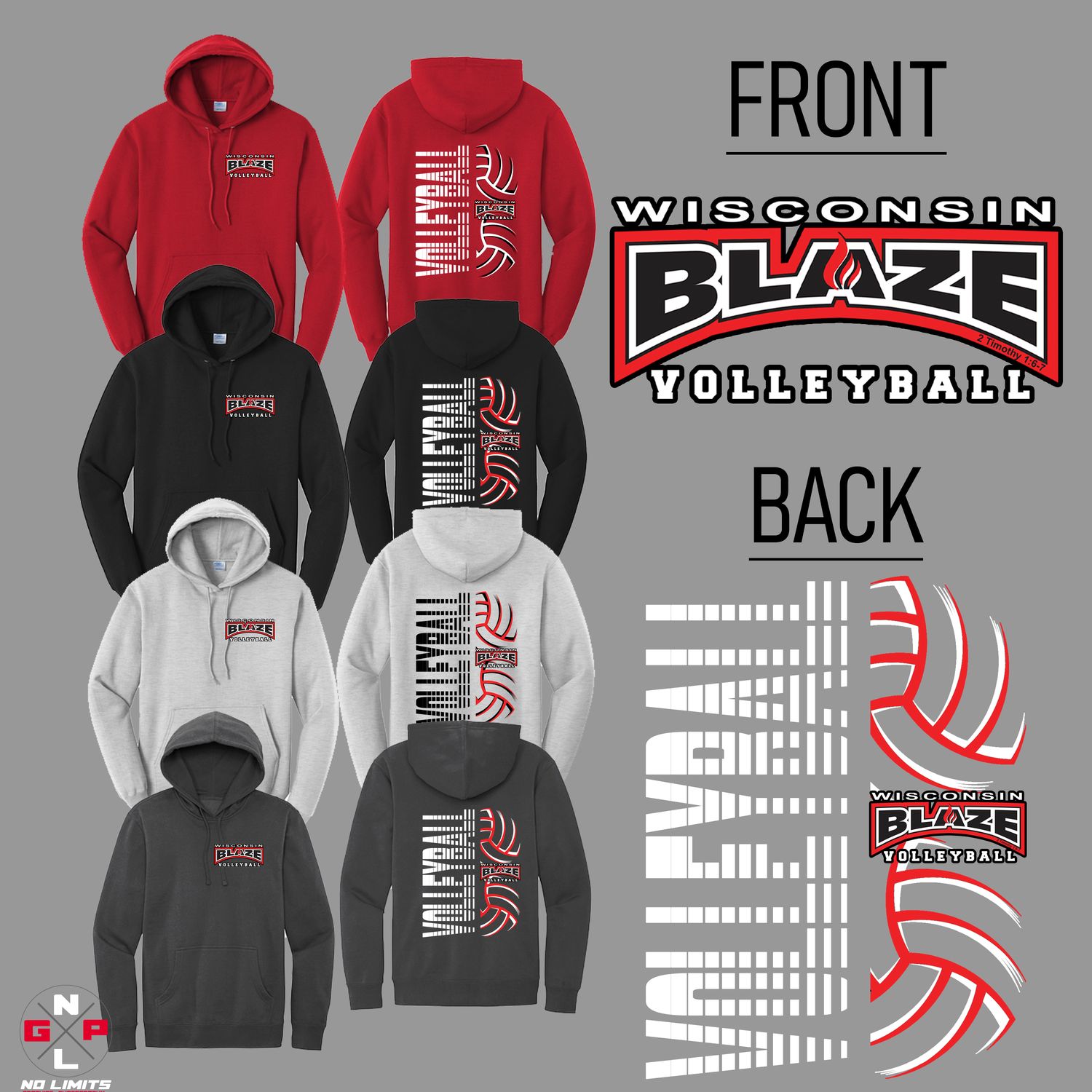 2026 Blaze Volleyball Double Sided Hoodie