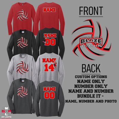 2026 Blaze Volleyball Full Front Long Sleeve Tee