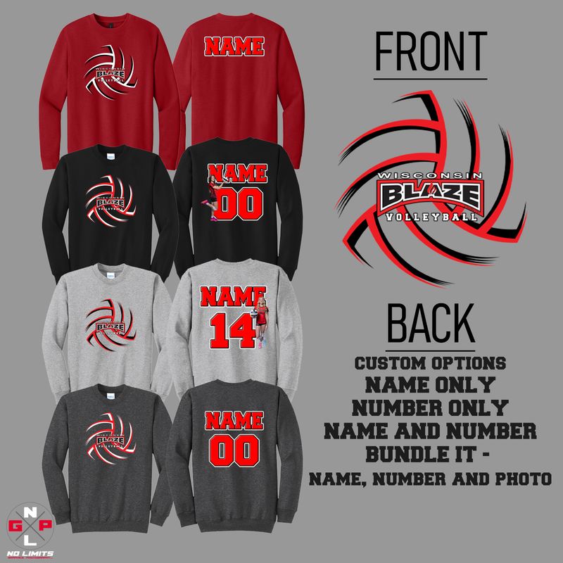 2026 Blaze Volleyball Full Front Crew