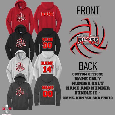 2026 Blaze Volleyball Full Front Hoodie
