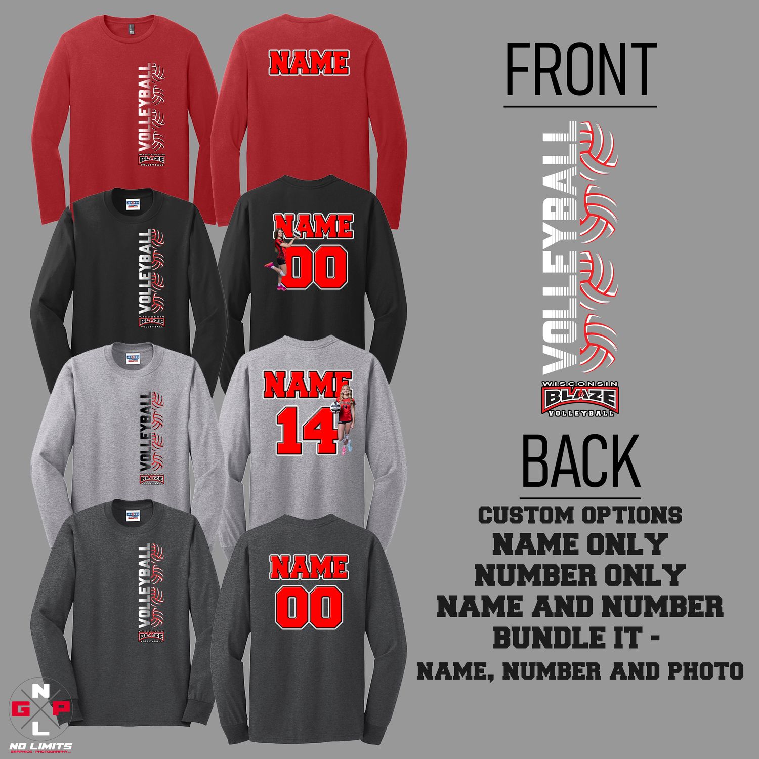 2026 Blaze Volleyball Vertical Long Sleeve Tee