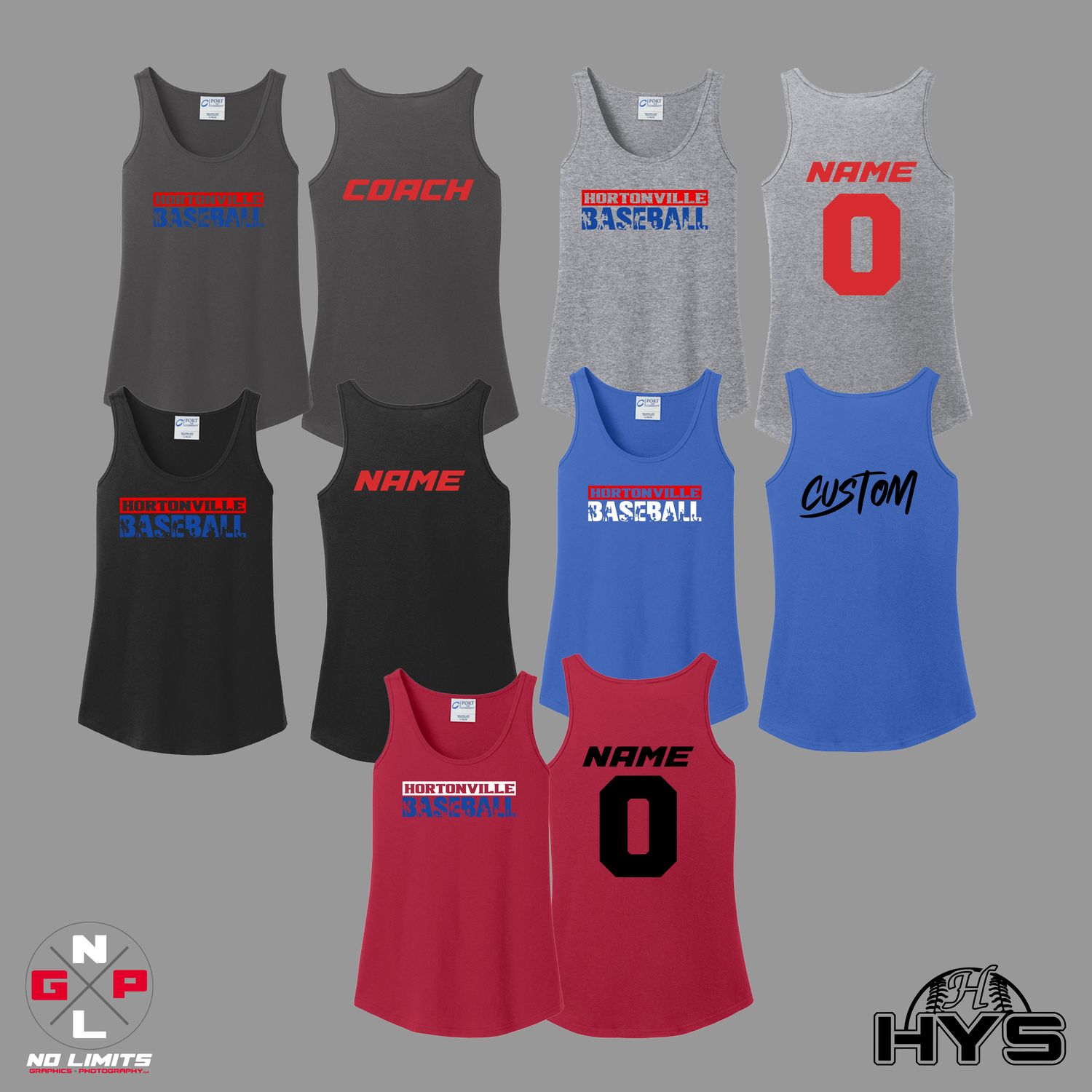 HORTONVILLE BASEBALL PLAYERS LADIES TANK TOP
