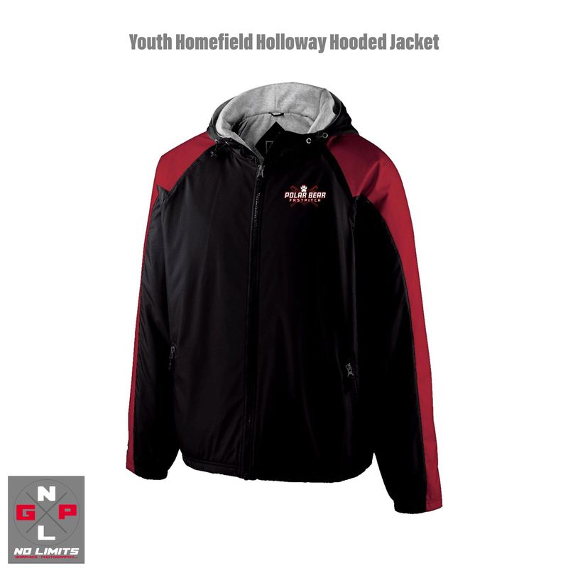 POLAR BEAR FAST PITCH HOLLOWAY YOUTH HOMEFIELD BLACK/RED   HOODED JACKET