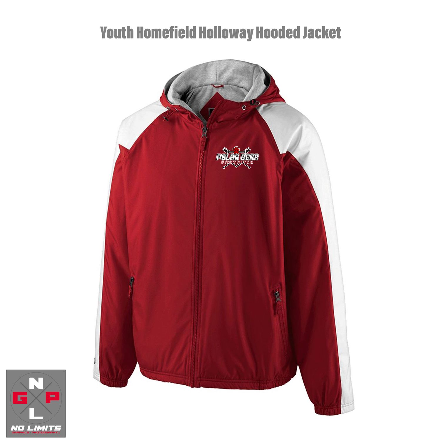 POLAR BEAR FAST PITCH HOLLOWAY YOUTH HOMEFIELD RED/WHITE HOODED JACKET