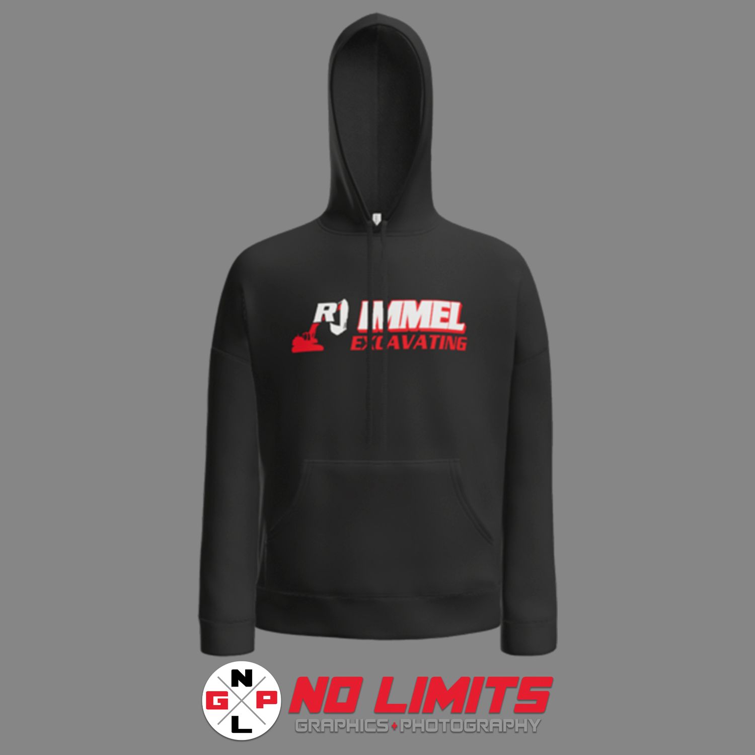 RJ IMMEL EXCAVATING BELLA+CANVAS UNISEX FLEECE DTM HOODIE