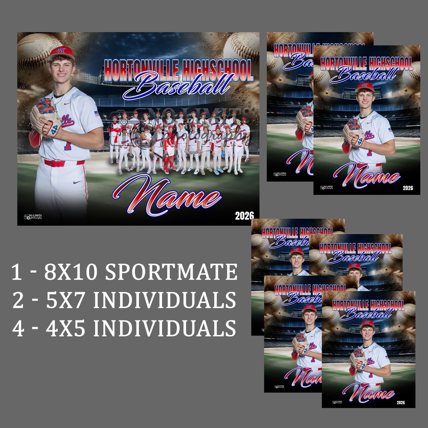 Pack -1 HHS Baseball 8x10 Sportmate Pack