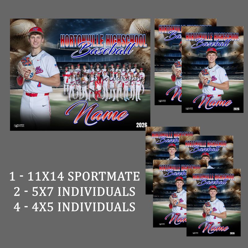 Pack -8 HHS Baseball 11x14 Sportmate Pack