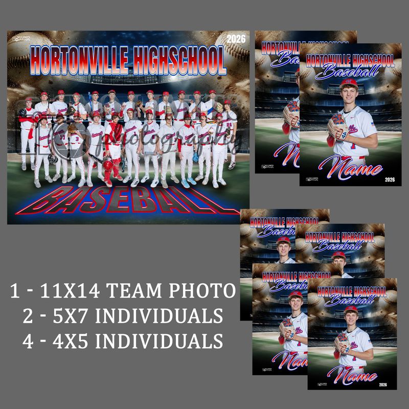 Pack -9 HHS Baseball 11x14 Teammate Pack