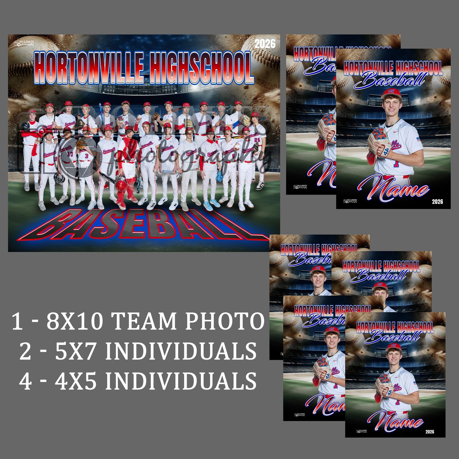 Pack-2 NLYB Baseball 8X10 Teammate Pack