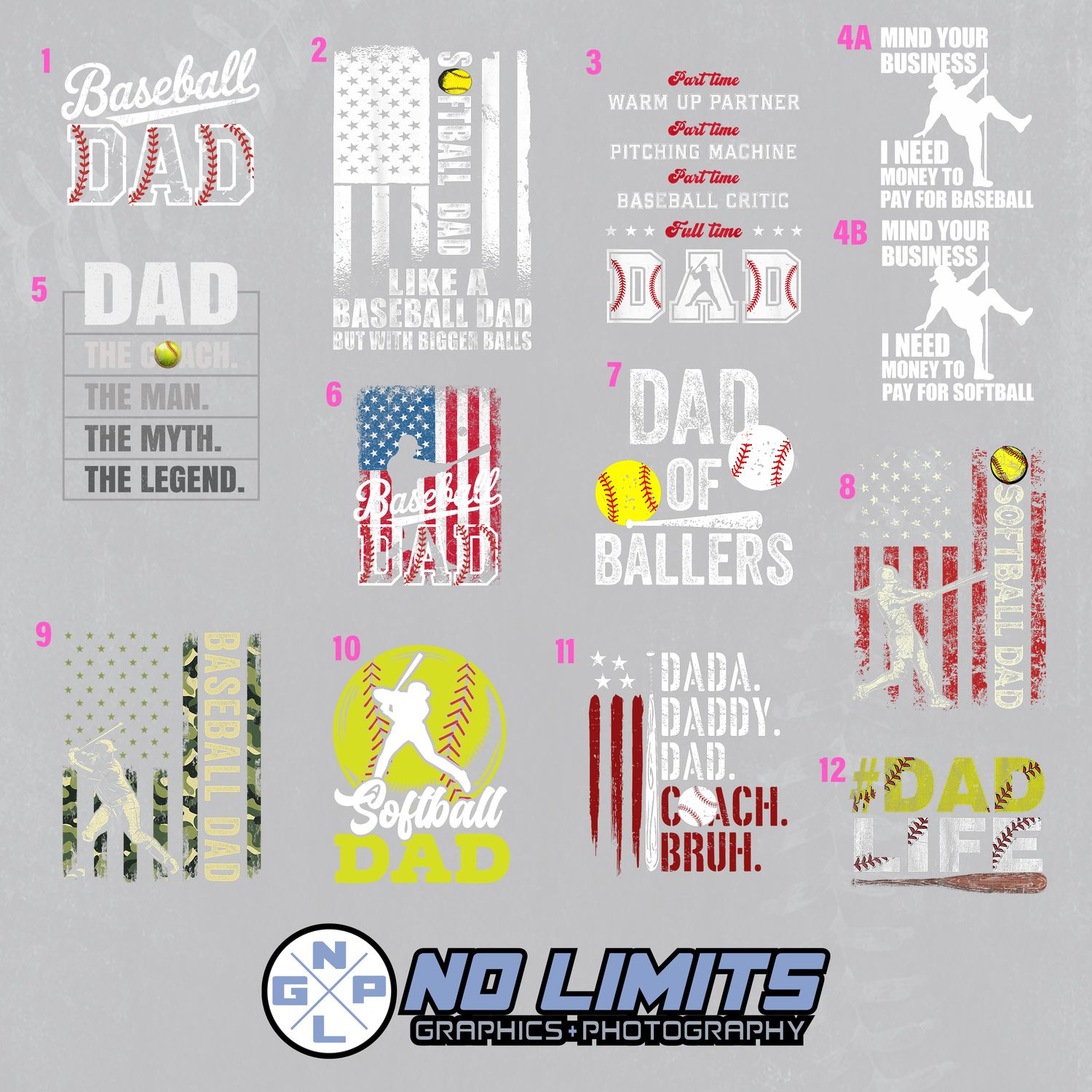 DIY DADS Baseball &amp; Softball TEES OR HOODIES!