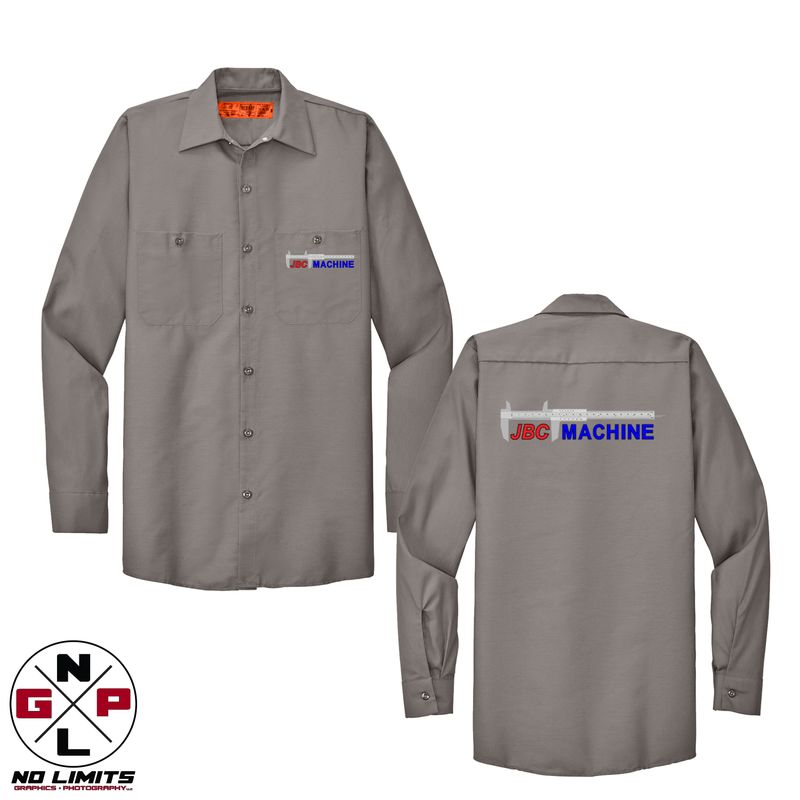 Printed JBC Machine Red Kap Long Sleeve Work Shirt