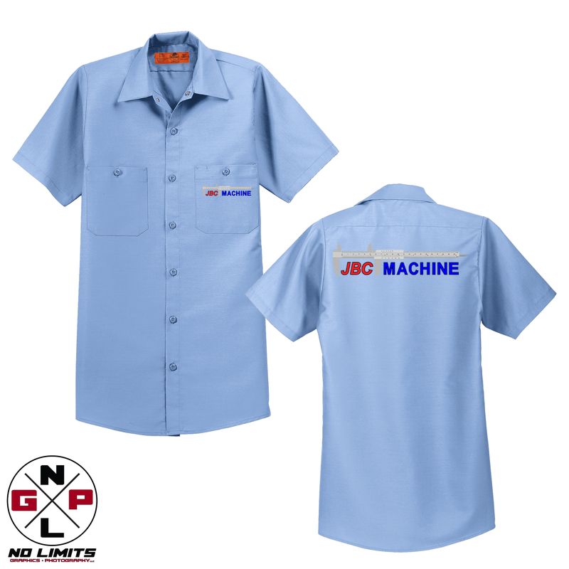 Printed JBC Machine Red Kap Short Sleeve Work Shirt
