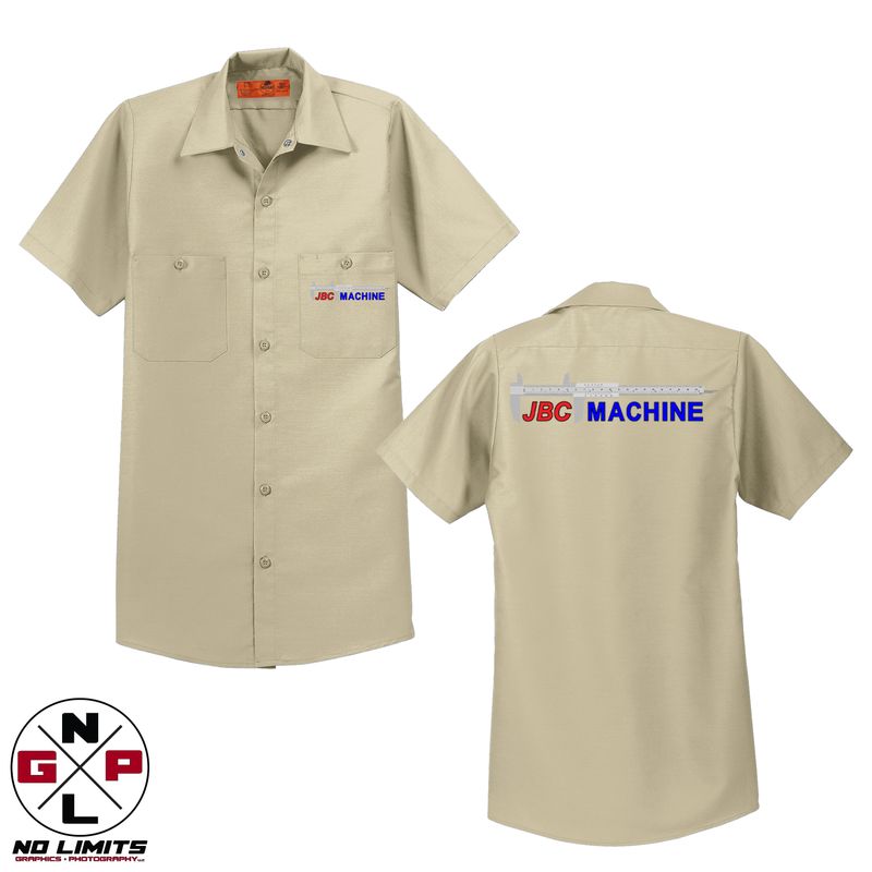 Printed JBC Machine Red Kap Short Sleeve Work Shirt LONG/TALL