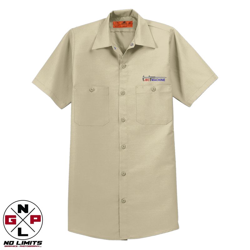 Embroidered JBC Machine Red Kap Short Sleeve Work Shirt LONG/TALL