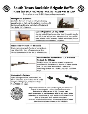 2025 South Texas Buckskin Brigade Raffle