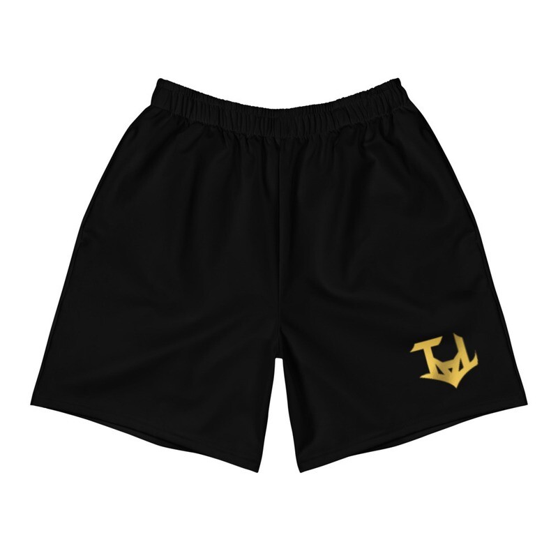 The About it Life Men's Athletic Long Shorts (Gold Symbol)