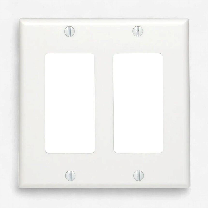 2 Gang Decora Cover Plate, Colour: White