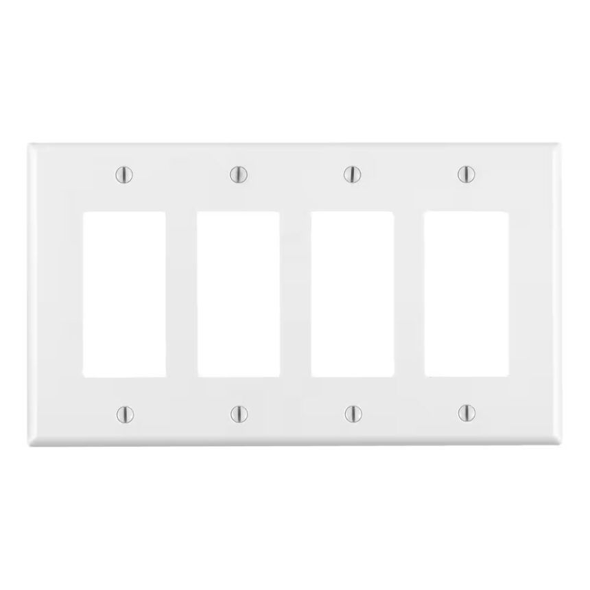 4 Gang Decora Cover Plate, Colour: White