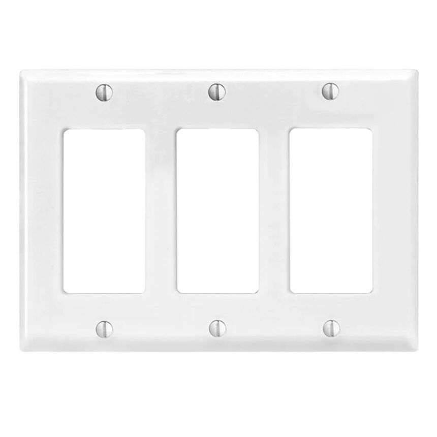 3 Gang Decora Cover Plate, Colour: White