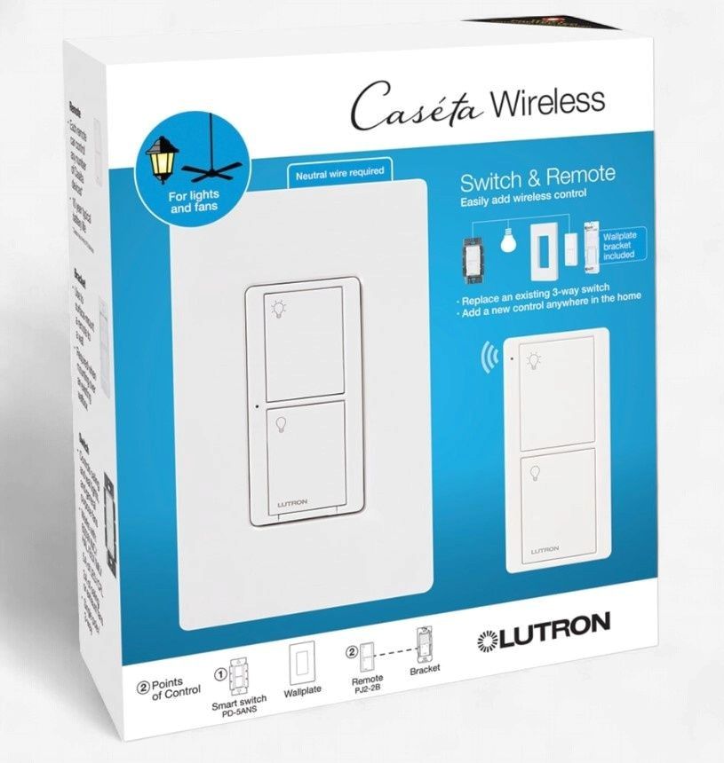 Caseta Smart Switch Kit With Remote &amp; Bracket Kit (P-PKG1WS-WH)