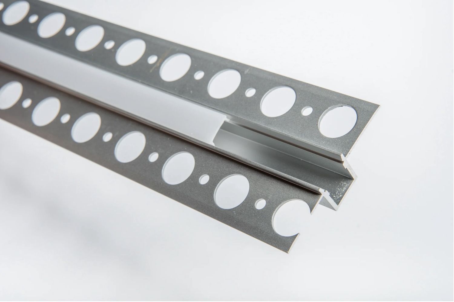 PV| Trim less Post Drywall Aluminum Profile - Silver - 9.6mm inside