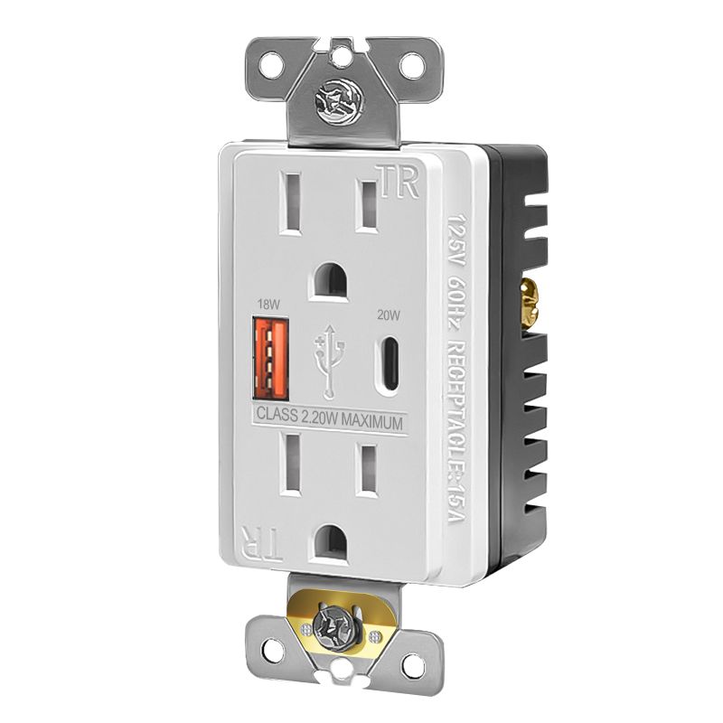 4M| USB Receptacle with Quick Charger - WH
