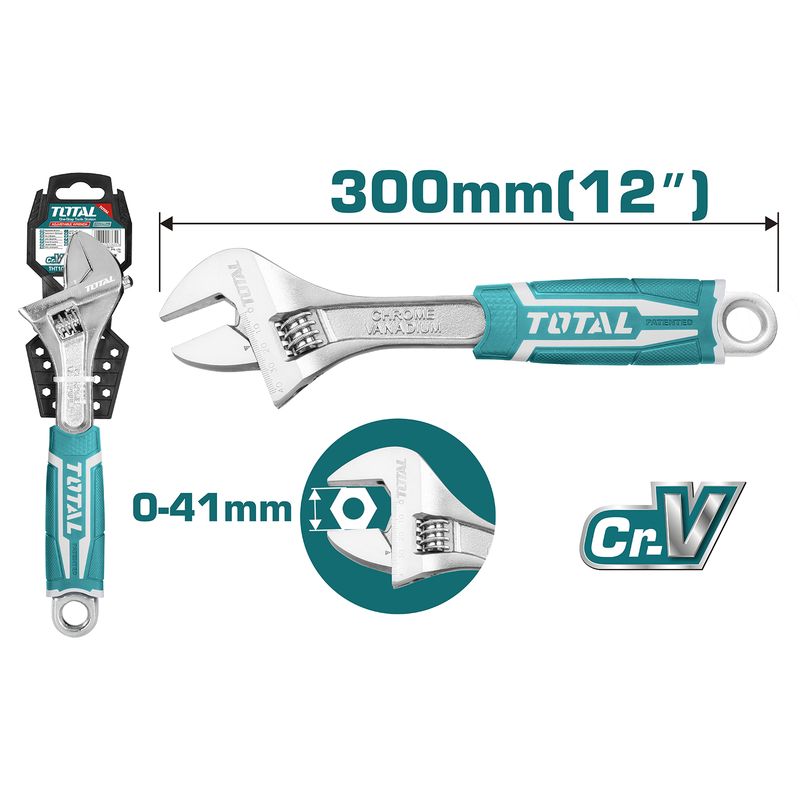 12" Adjustable Wrench with Rubber Handle