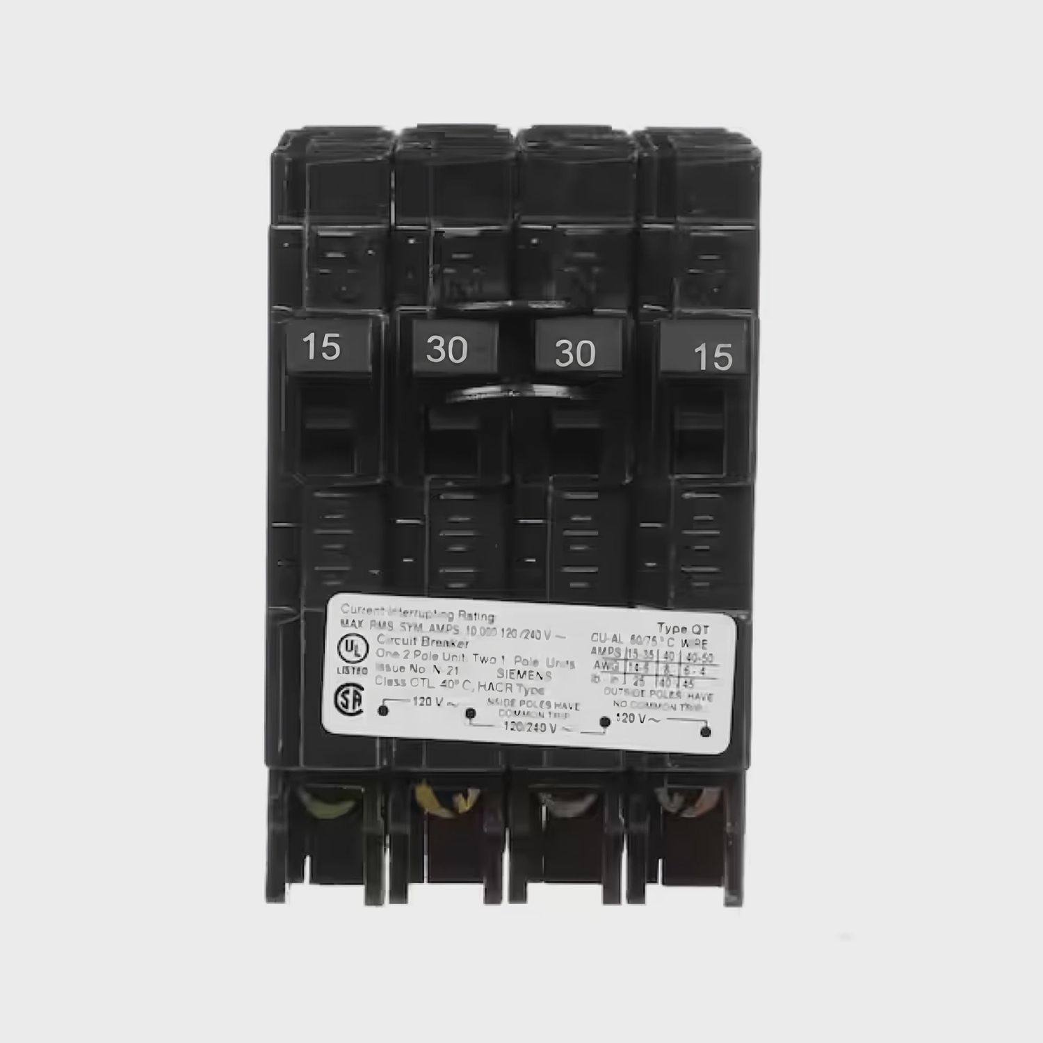 15A/30A/15A Quad Breaker (Q21530CTNC)