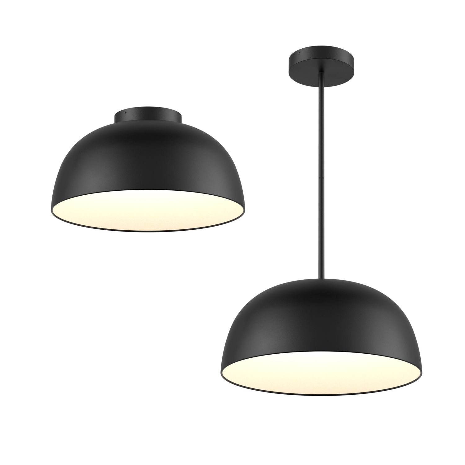 20" 2in1 Flush Mount and Pendant Fixture - Napa, Colour: Black