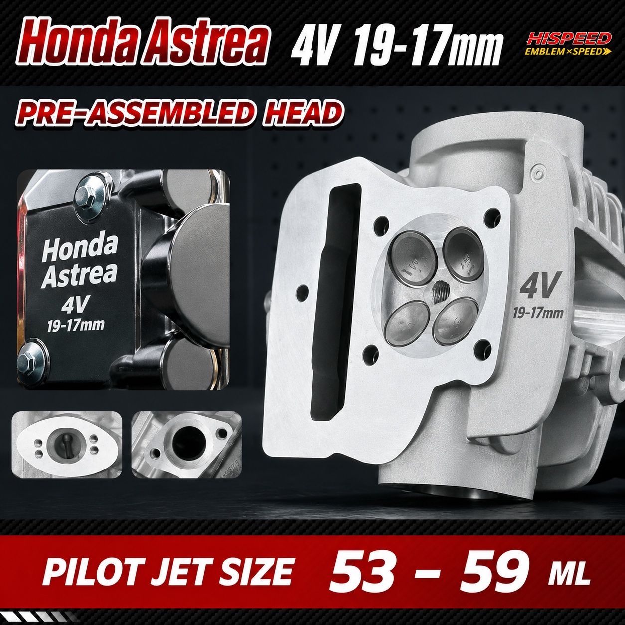 Honda Astrea Κεφαλη Racing 19/17mm  (Hispeed)