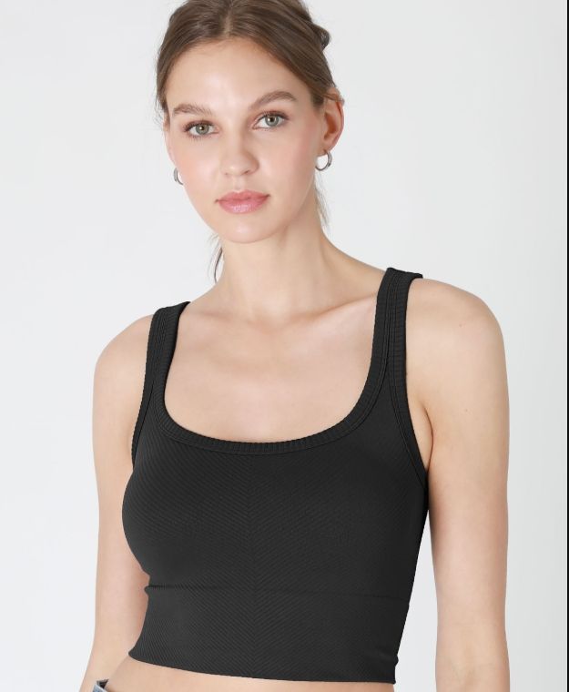 CHEVRON RIBBED CROP TOP NS7801