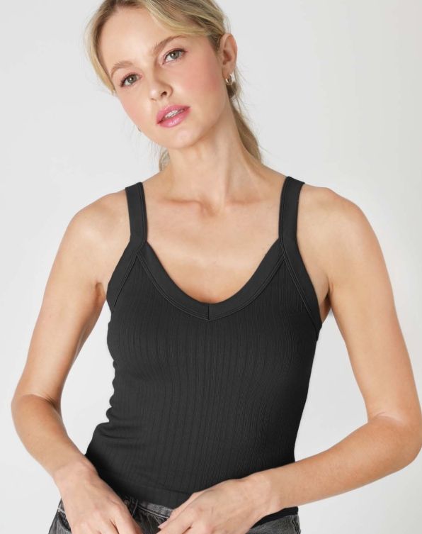 DEEP V-NECK RIBBED CROP NS8256