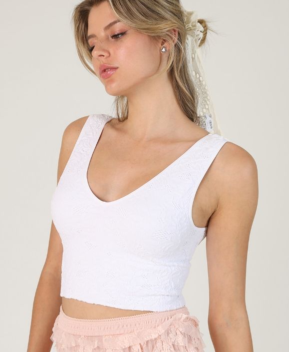LACE V NECK TANK TOP NS8309