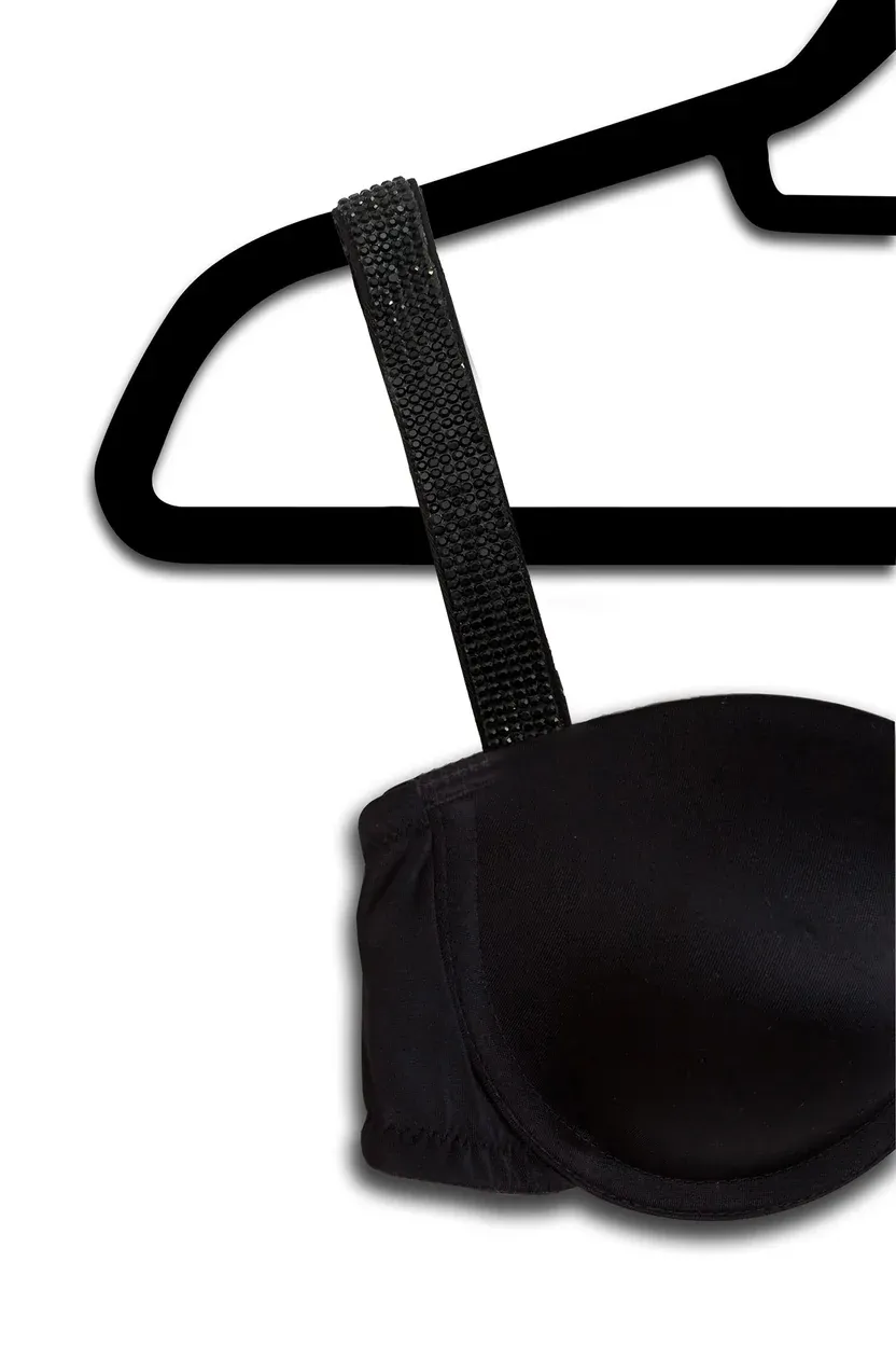 PLUNGE BRA WITH ONYX CRYSTAL, Color: BLK, Size: O/S