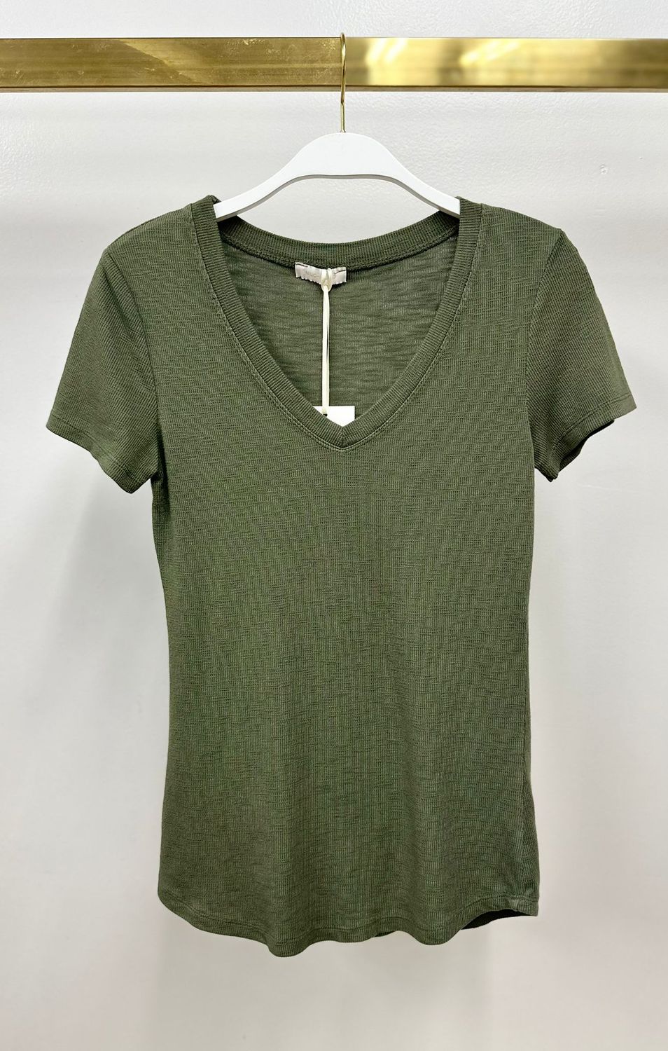 COTTON BABY RIB V-NECK TEE 11563