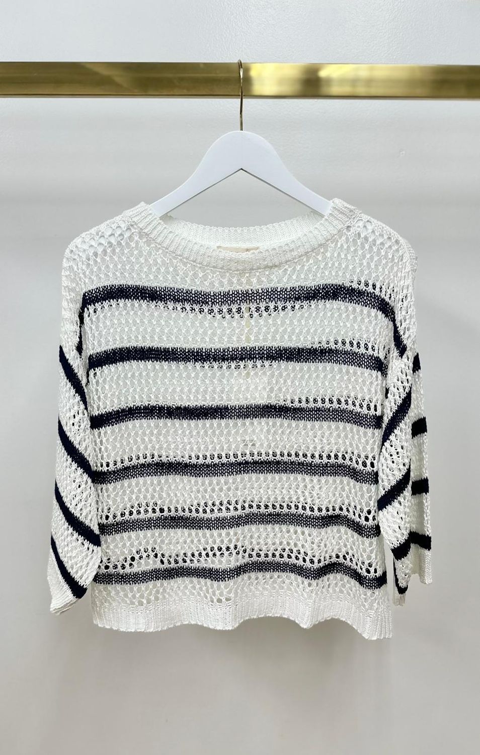 STRIPE CROCHET CREW NECK 800932