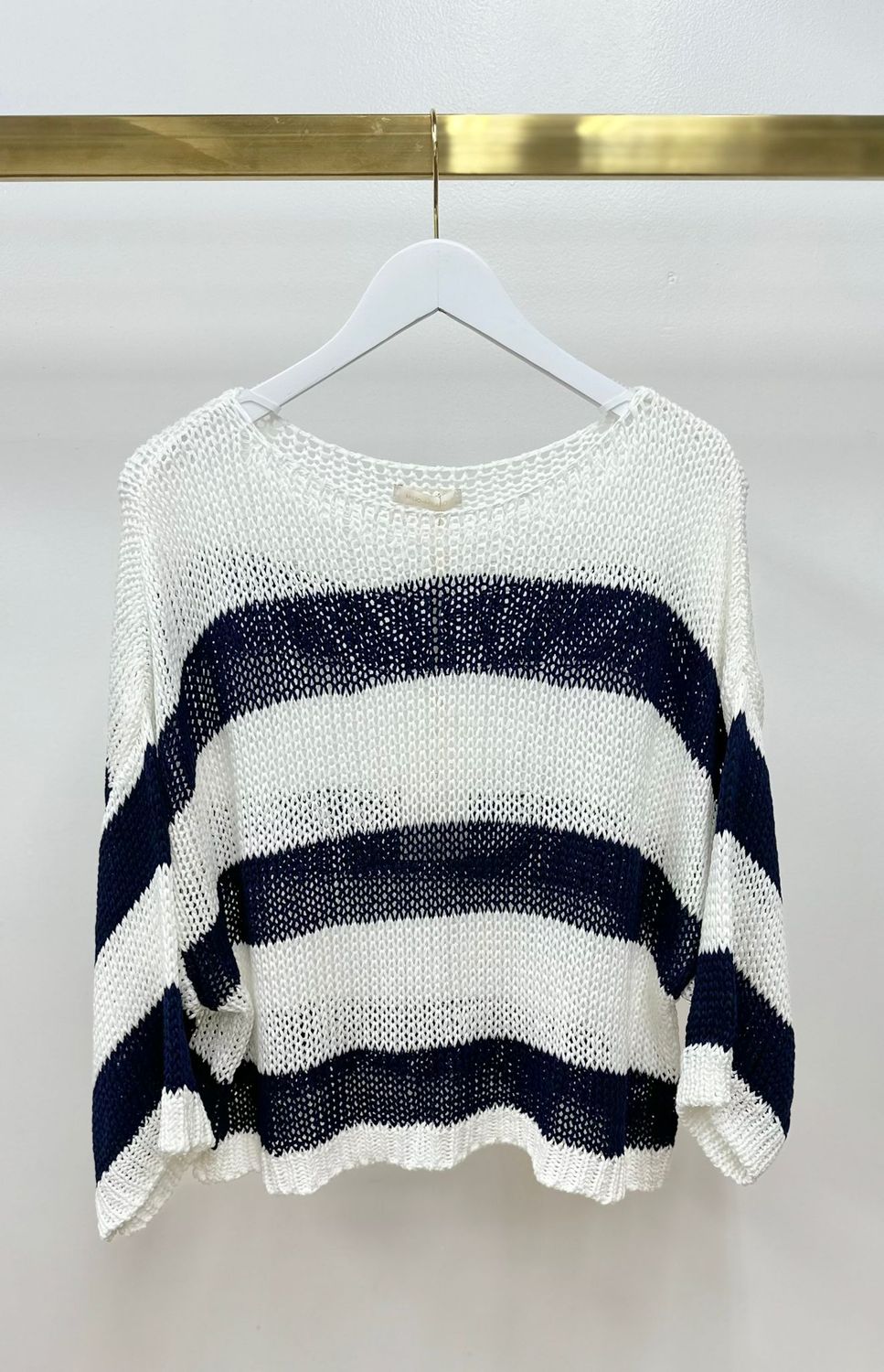 STRIPED CREW NECK KNIT TOP 800907