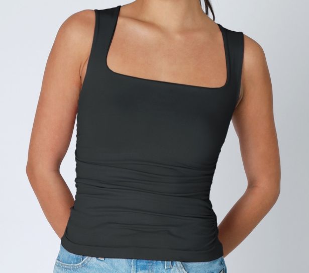 CLEAN LINE SQ SHIRRED TOP NS8408, Color: BLK