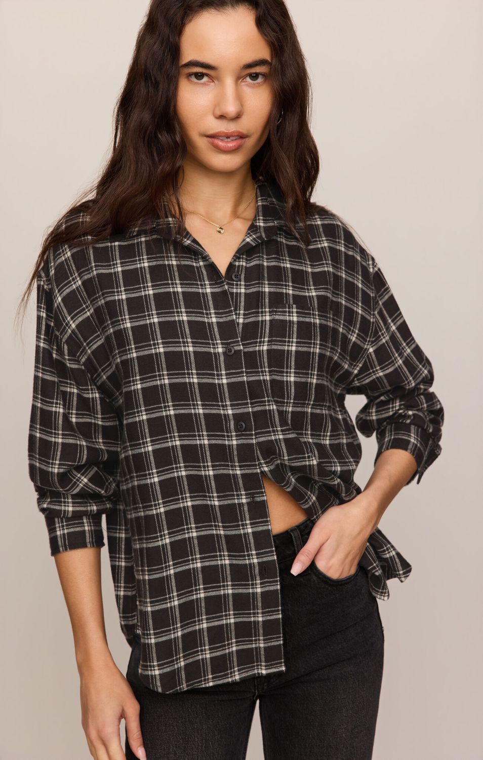 RIVER PLAID BUTTON UP ZT253834