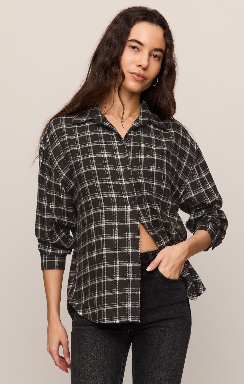 RIVER PLAID BUTTON UP ZT253834