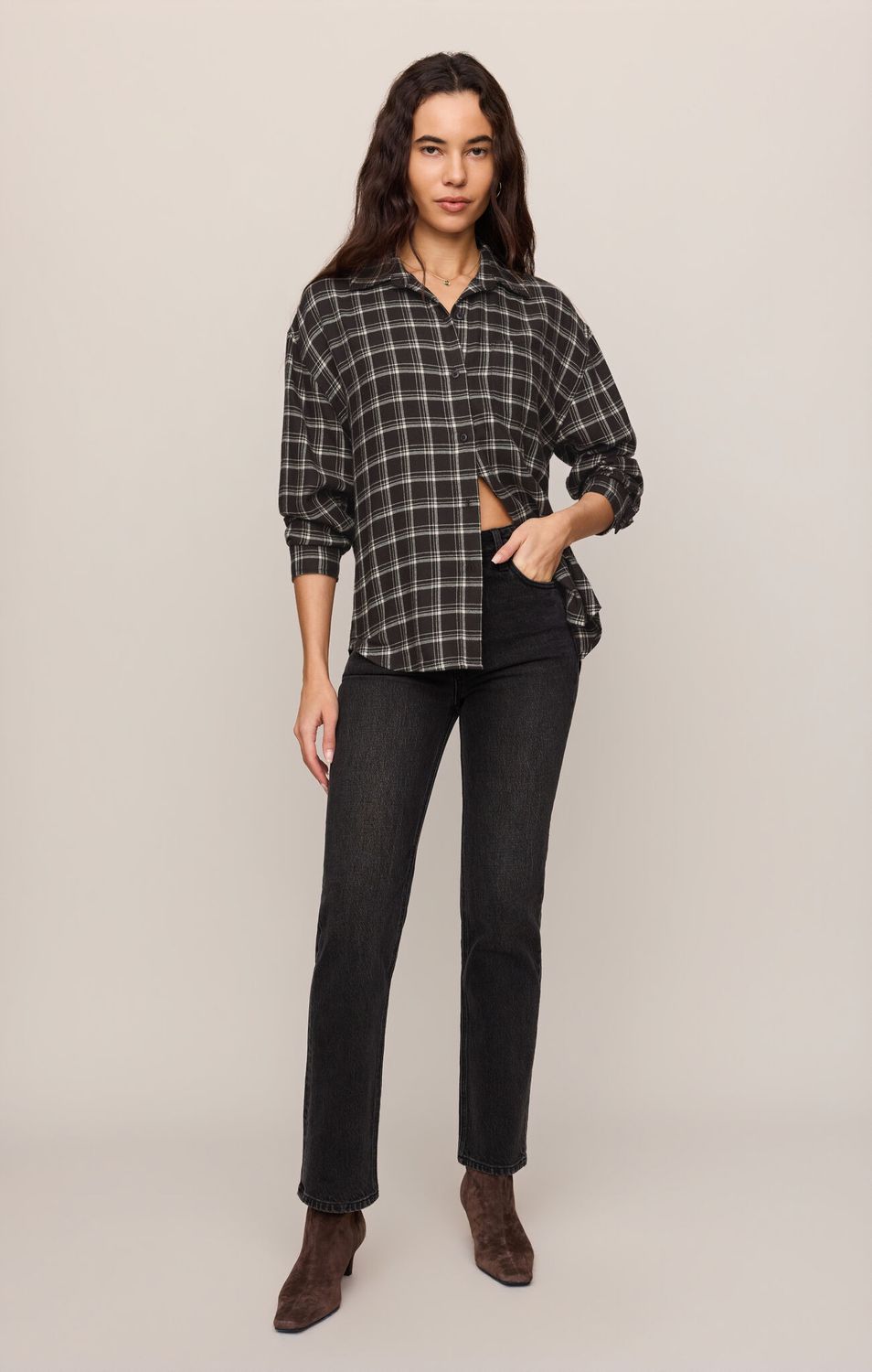 RIVER PLAID BUTTON UP ZT253834