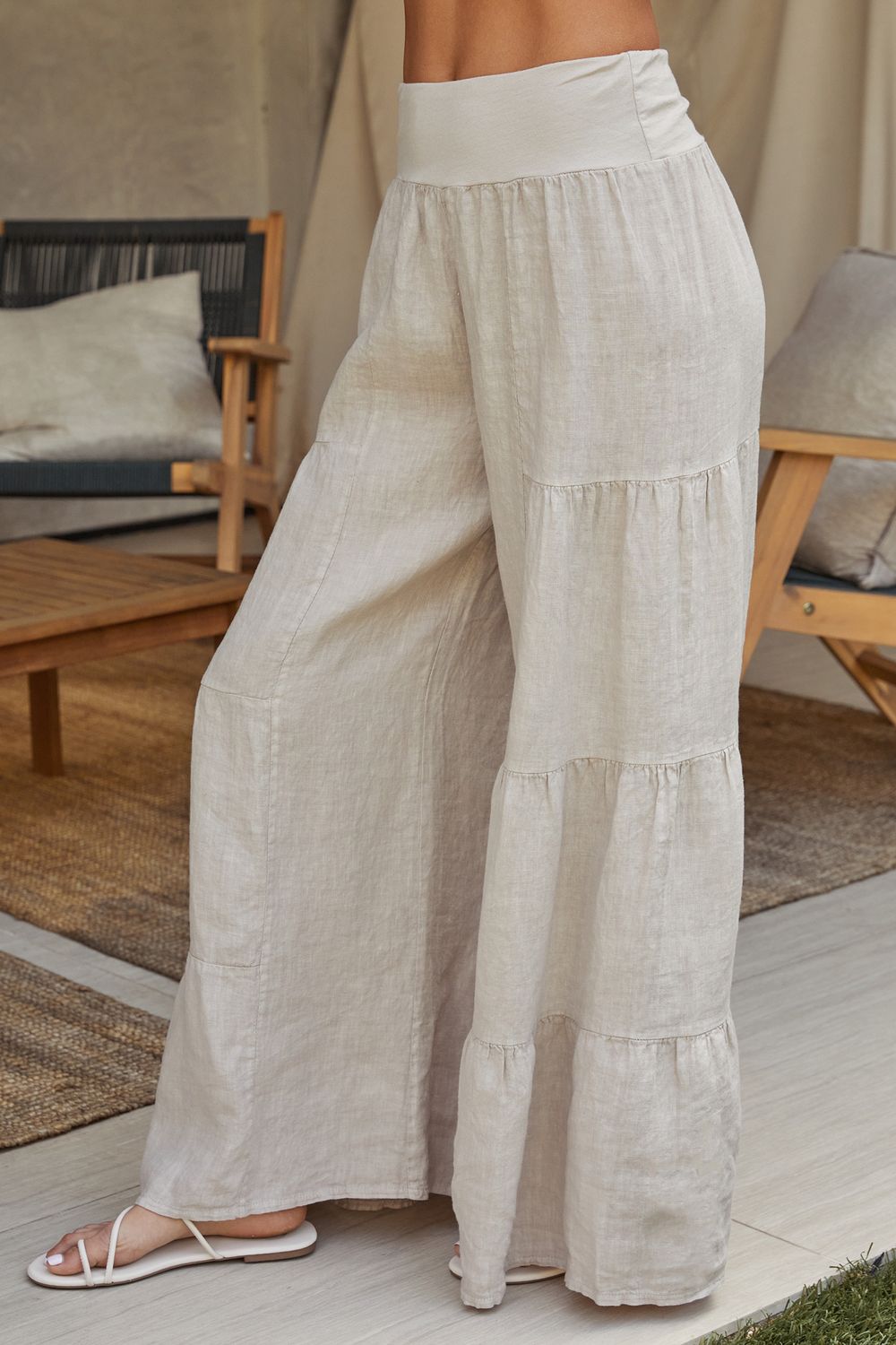 LINEN TIERED PALAZZO PANT 255005
