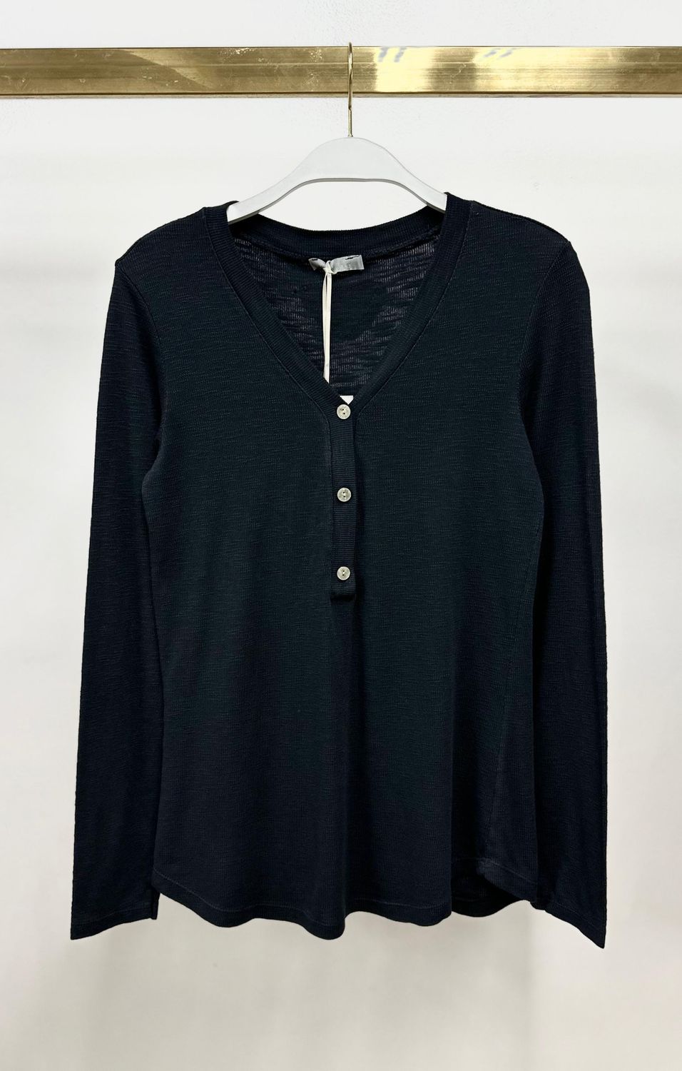 BABY RIB LONG SEEVE V-NECK HENLEY 11565